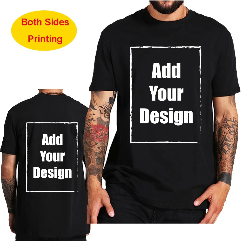 Custom T Shirt for Men Front Back Print Make Your Design Logo Text Gift Tshirt 100% Cotton Made in US Custom T Shirt for Men Front Back Print Make Your Design Logo Text Gift Tshirt 100% Cotton Made in US